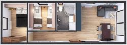 Mobilheim 3,5x10 OPTIMA Variante A - Plan mit Visualisierung